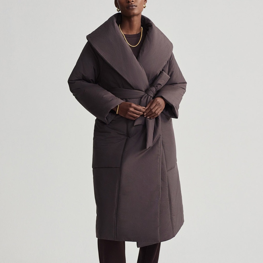 Brown Quilted Long Coat
